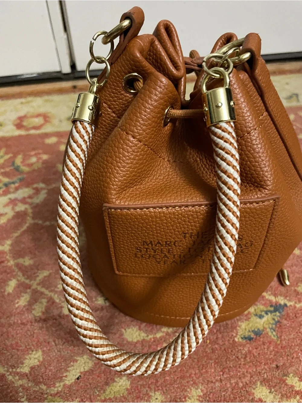 Marc Jacobs Cognac Pebbled Leather 'The Bucket' Drawstring Bag